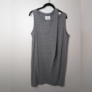 Sol Angeles Grey Jersey Dress with Asymmetric Shoulder Detail | Size M